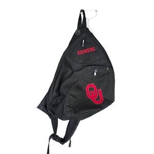 Black & Red OU Oklahoma Sooners Embroidered Sling Backpack Adjustable Strap